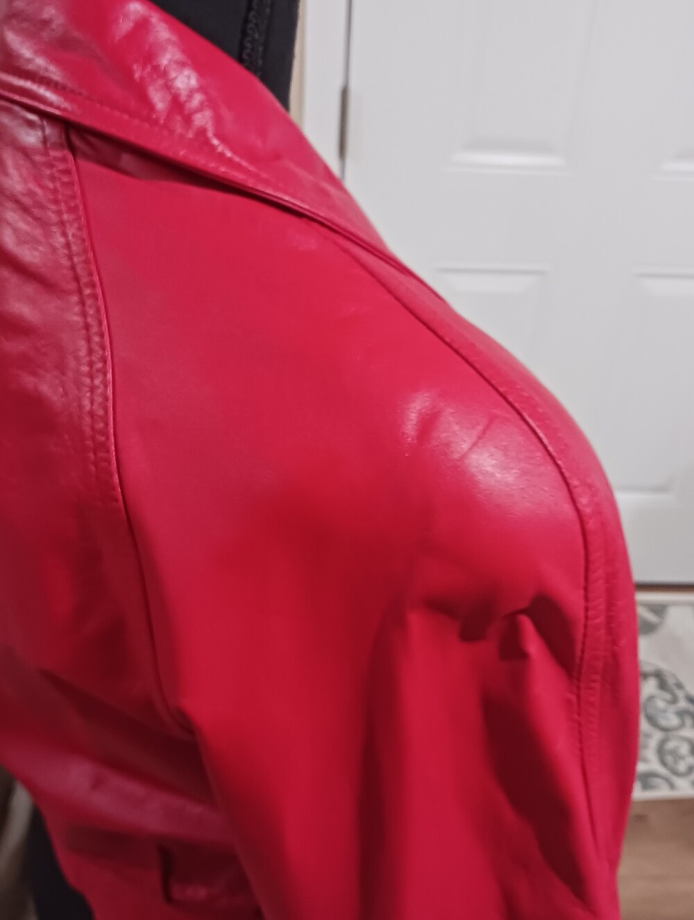 80s Wilsons Leather Red Moto Jacket Retro VTG Thriller - Picture 17 of 17